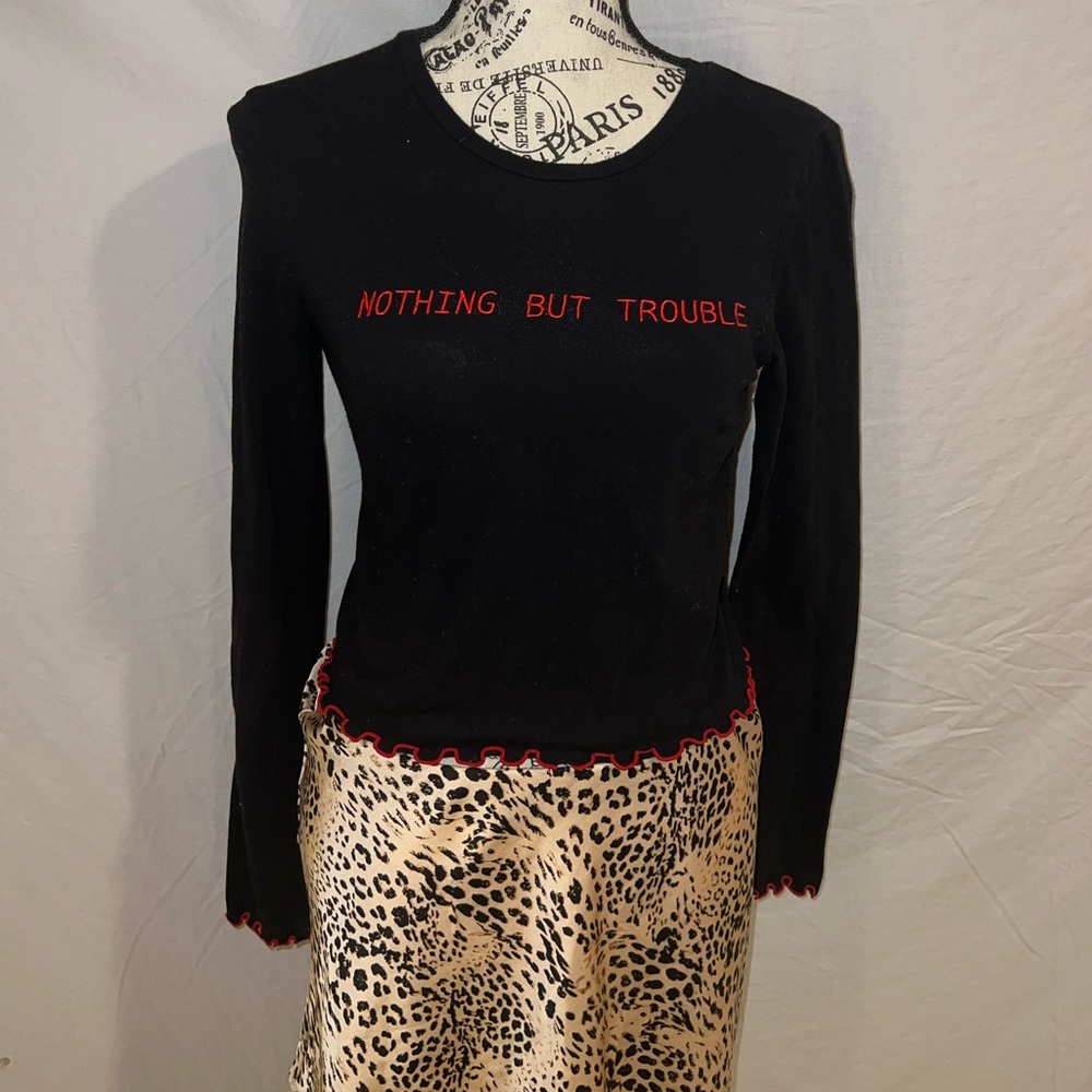 Forever 21 Nothing but Trouble long sleeve crop top